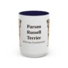 15oz Parson Russell Terrier Latin Mug, Navy, front view