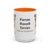 15oz Parson Russell Terrier Latin Mug, Orange, front view