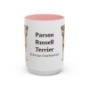 15oz Parson Russell Terrier Latin Mug, Pink, front view