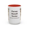 15oz Parson Russell Terrier Latin Mug, Red, front view