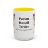 15oz Parson Russell Terrier Latin Mug, Yellow, front view