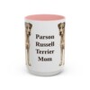 15oz Parson Russell Terrier Dog Mom Mug, Pink, front view