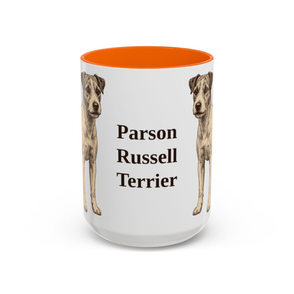 15oz-parson-russell-terrier-mug-orange 15oz Parson Russell Terrier Mug, Orange, front view