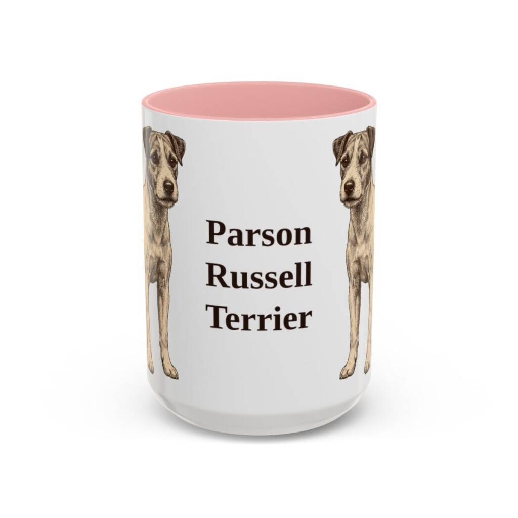 15oz-parson-russell-terrier-mug-pink 15oz Parson Russell Terrier Mug, Pink, front view