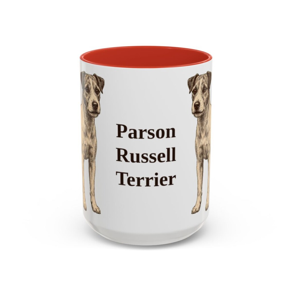 15oz-parson-russell-terrier-mug-red 15oz Parson Russell Terrier Mug, Red, front view