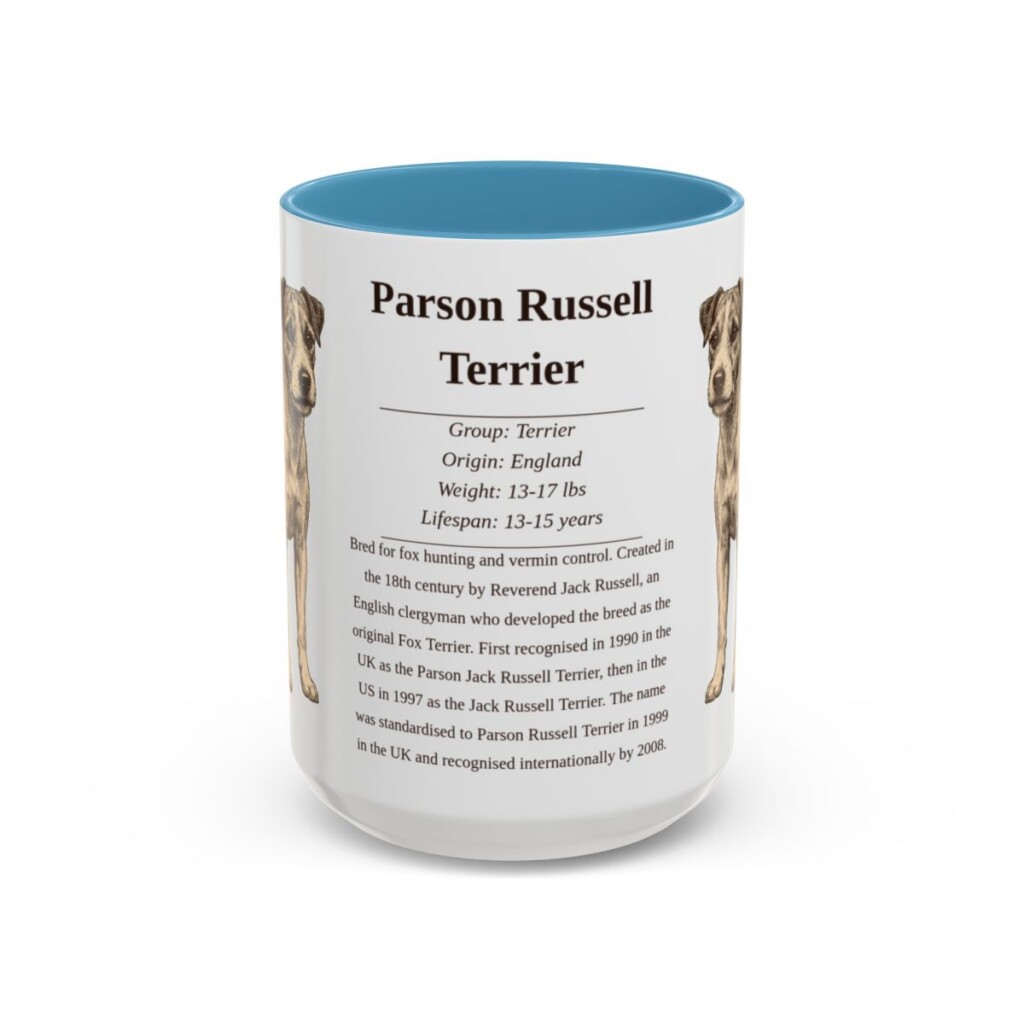 15oz parson russell terrier mug, Light Blue