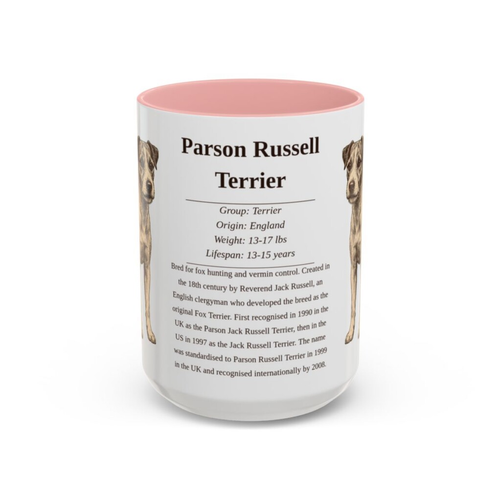 15oz parson russell terrier mug, Pink