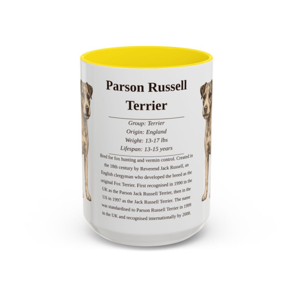 15oz parson russell terrier mug, Yellow