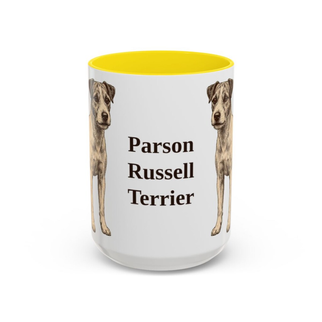 15oz-parson-russell-terrier-mug-yellow 15oz Parson Russell Terrier Mug, Yellow, front view