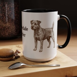 15oz Patterdale Terrier Mug, Black, lifestyle photo