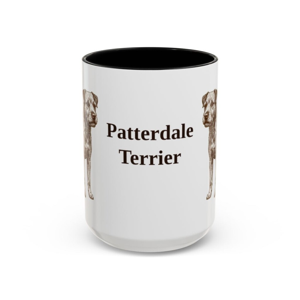 15oz Patterdale Terrier Mug, Black, front view