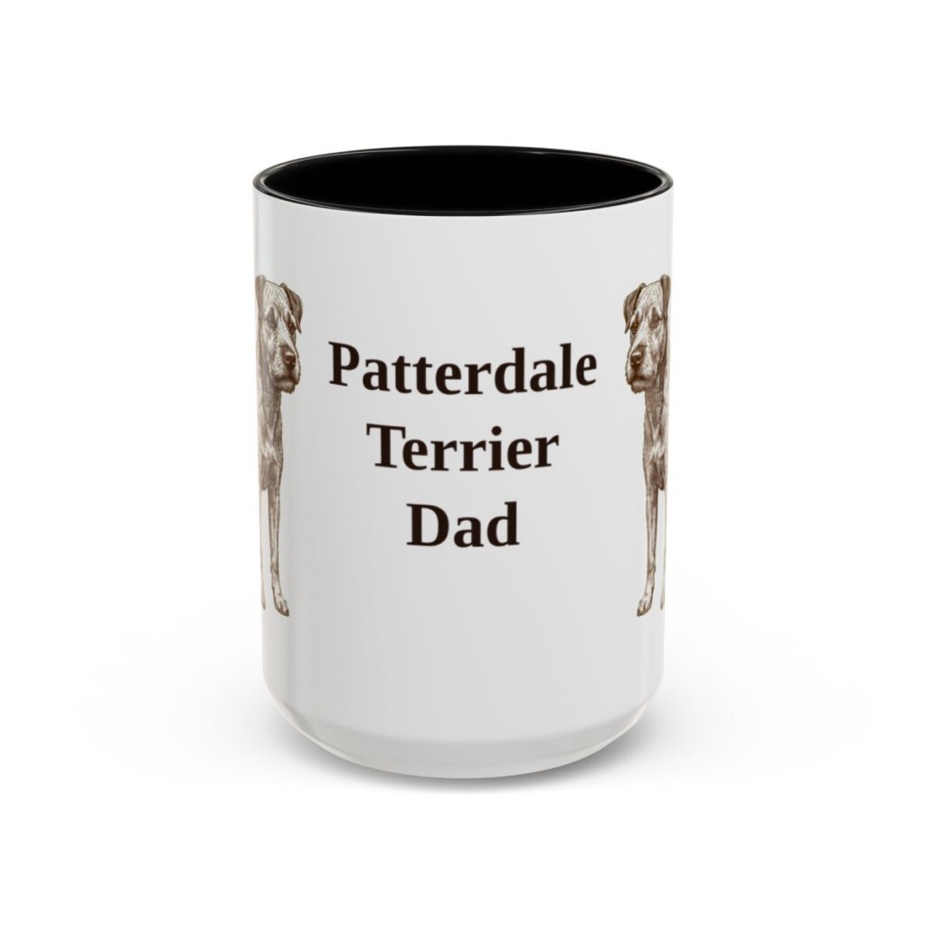15oz Patterdale Terrier Dog Dad Mug, Black, front view