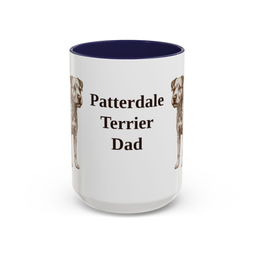 15oz Patterdale Terrier Dog Dad Mug, Navy, front view