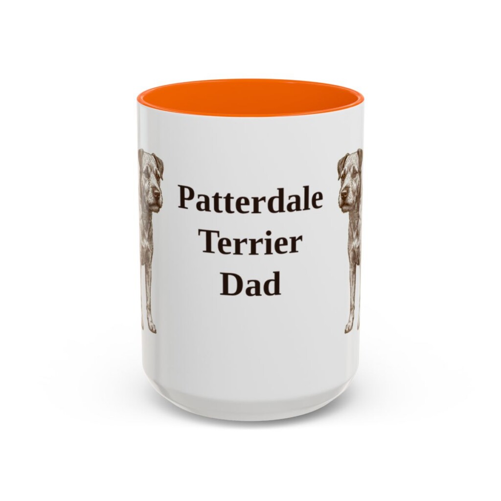 15oz Patterdale Terrier Dog Dad Mug, Orange, front view
