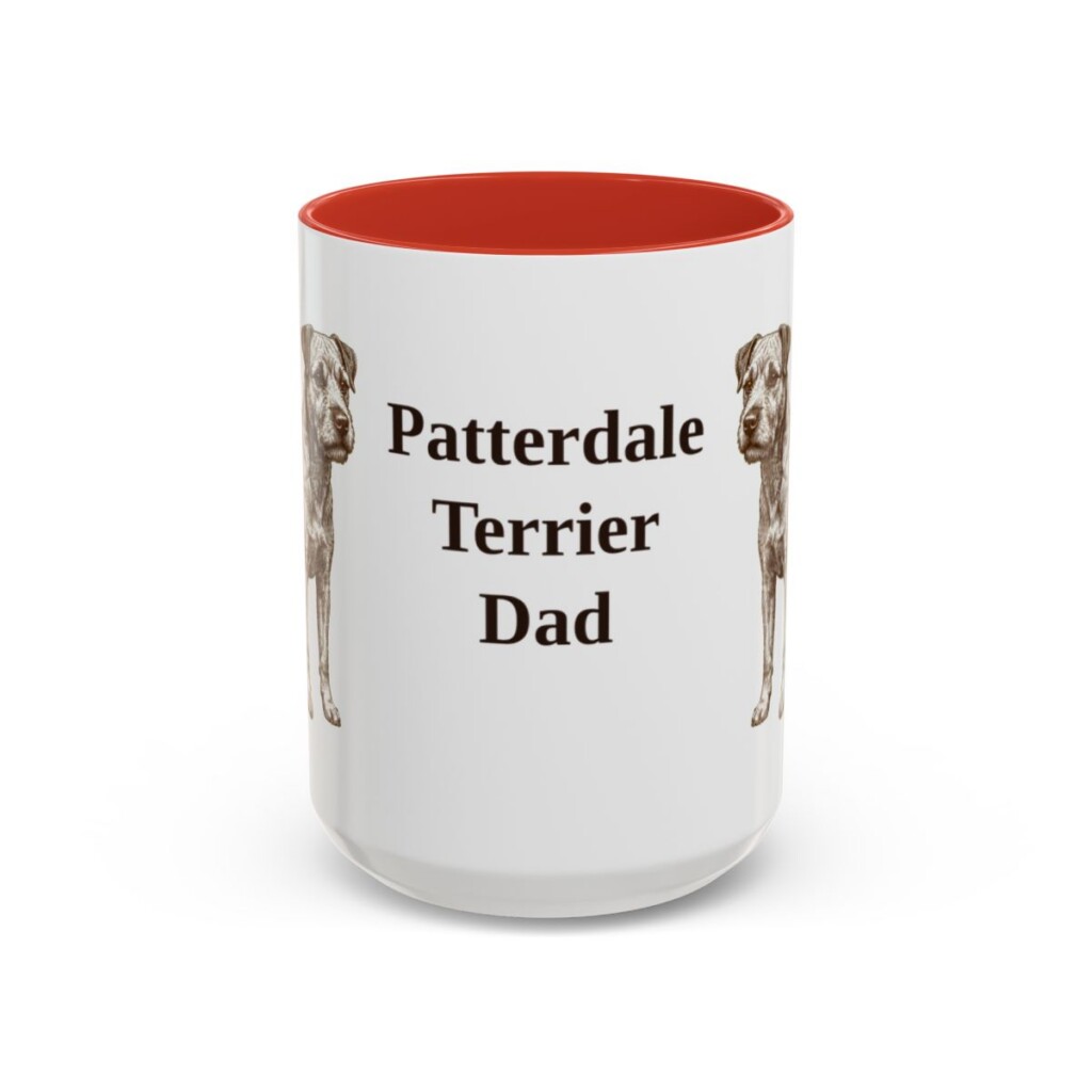 15oz Patterdale Terrier Dog Dad Mug, Red, front view