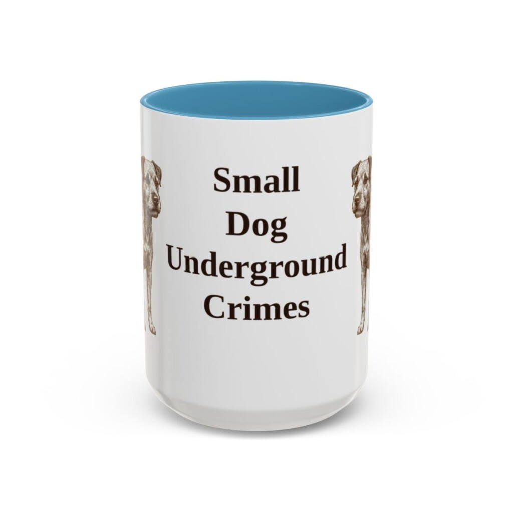 15oz Funny Patterdale Terrier Mug, Light Blue, front view