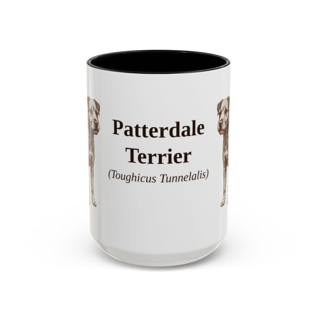 15oz Patterdale Terrier Latin Mug, Black, front view