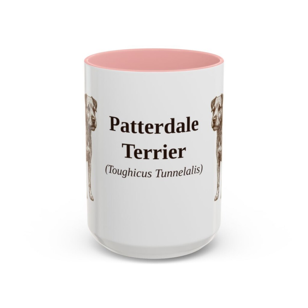 15oz Patterdale Terrier Latin Mug, Pink, front view
