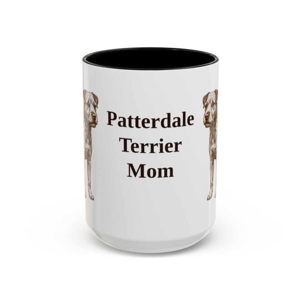 15oz Patterdale Terrier Dog Mom Mug, Black, front view