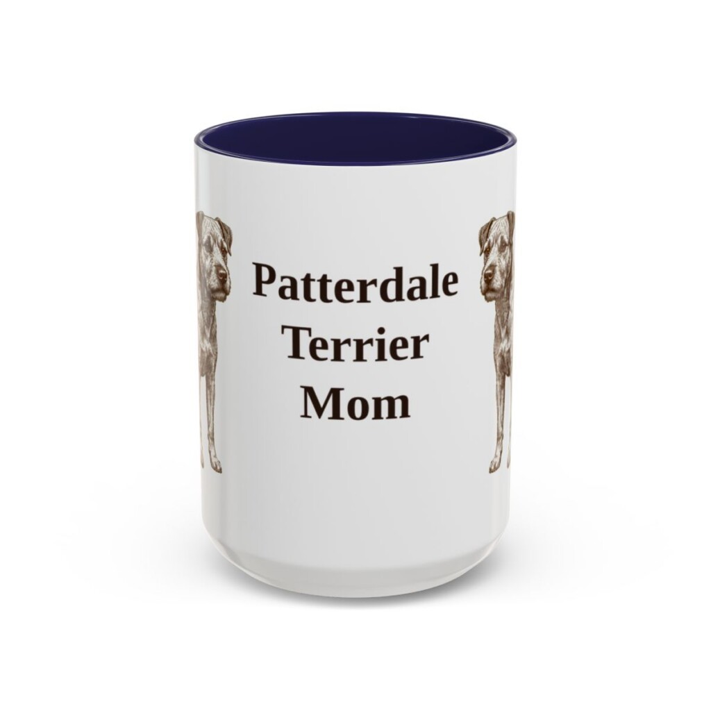 15oz Patterdale Terrier Dog Mom Mug, Navy, front view