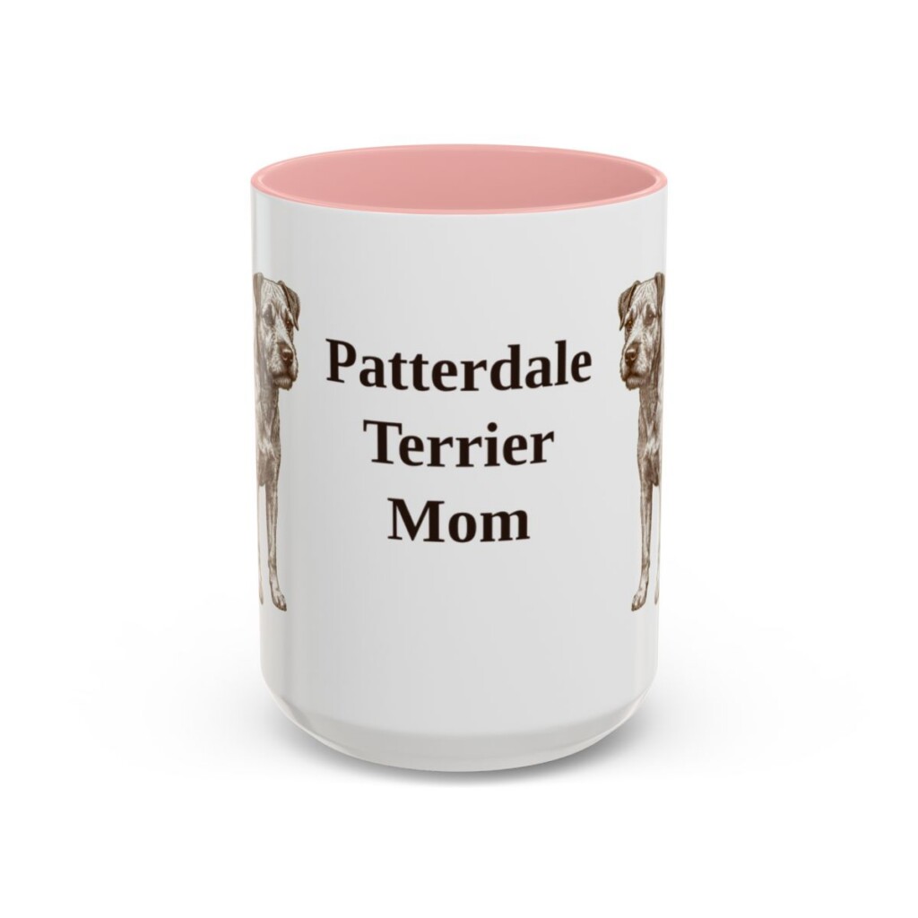 15oz Patterdale Terrier Dog Mom Mug, Pink, front view