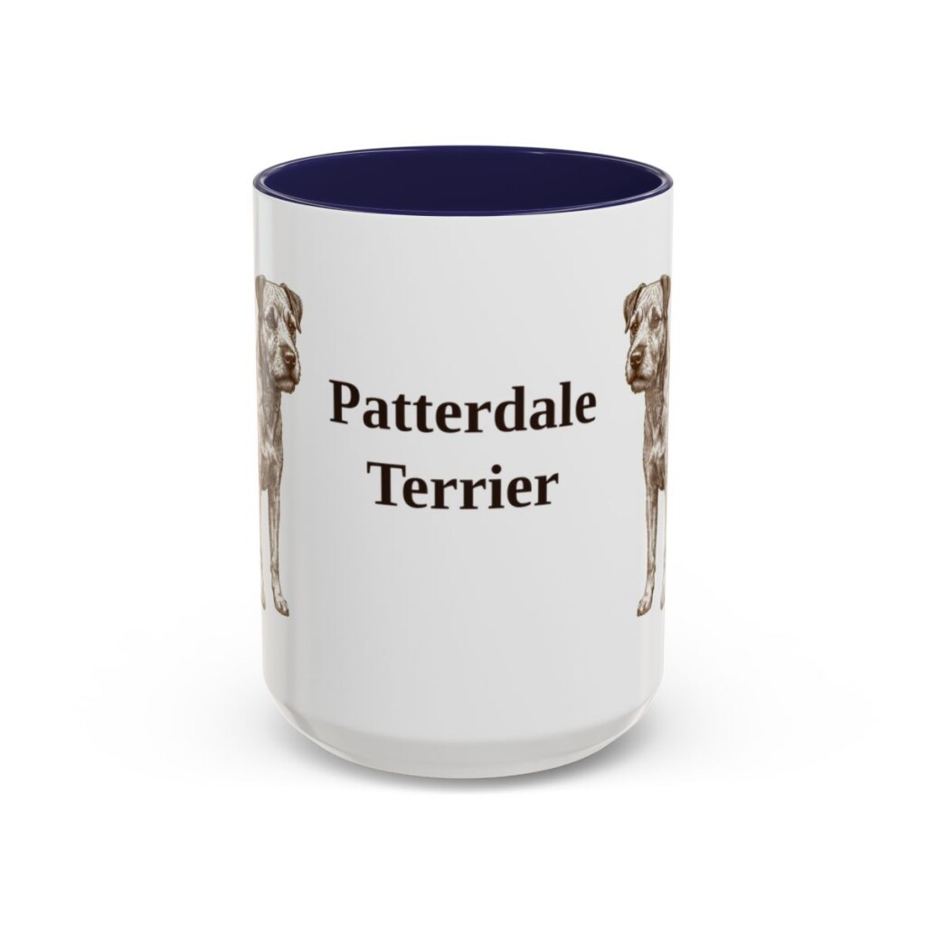 15oz Patterdale Terrier Mug, Navy, front view