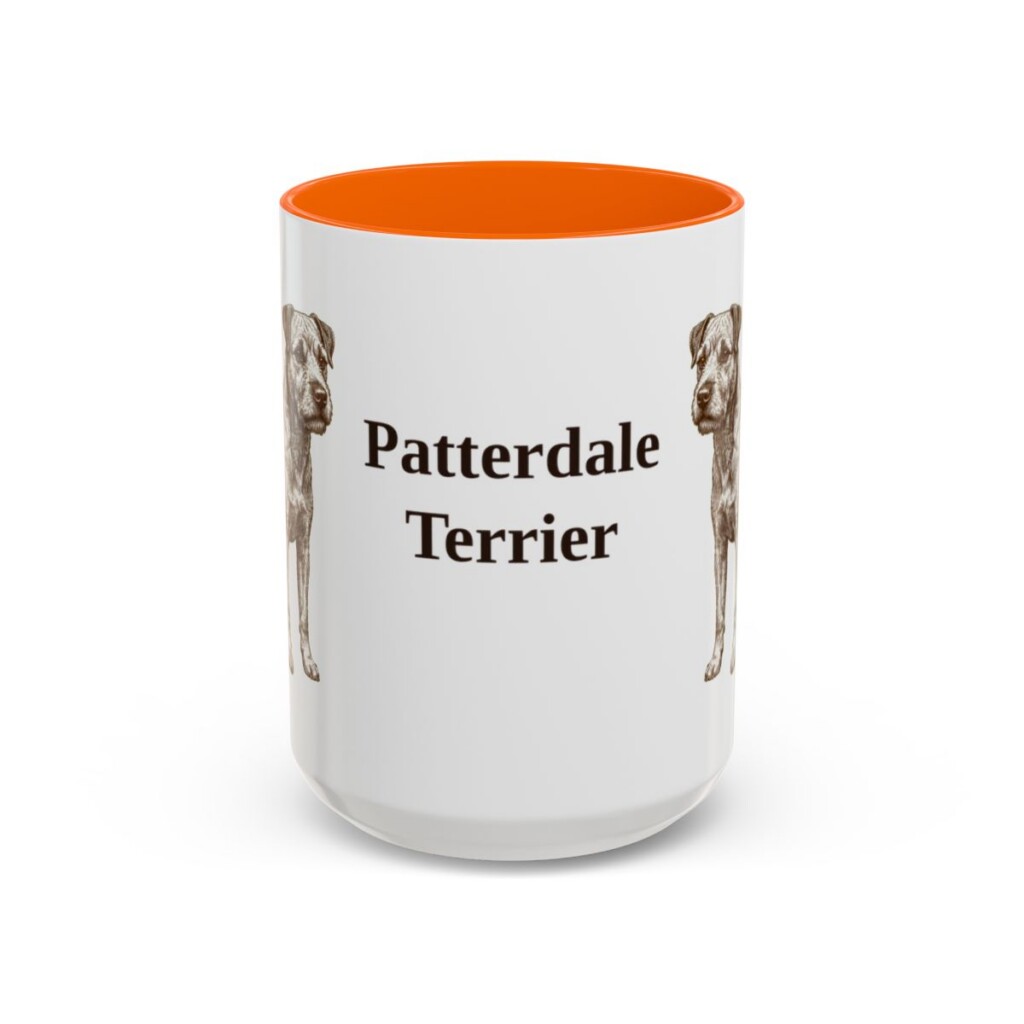 15oz Patterdale Terrier Mug, Orange, front view