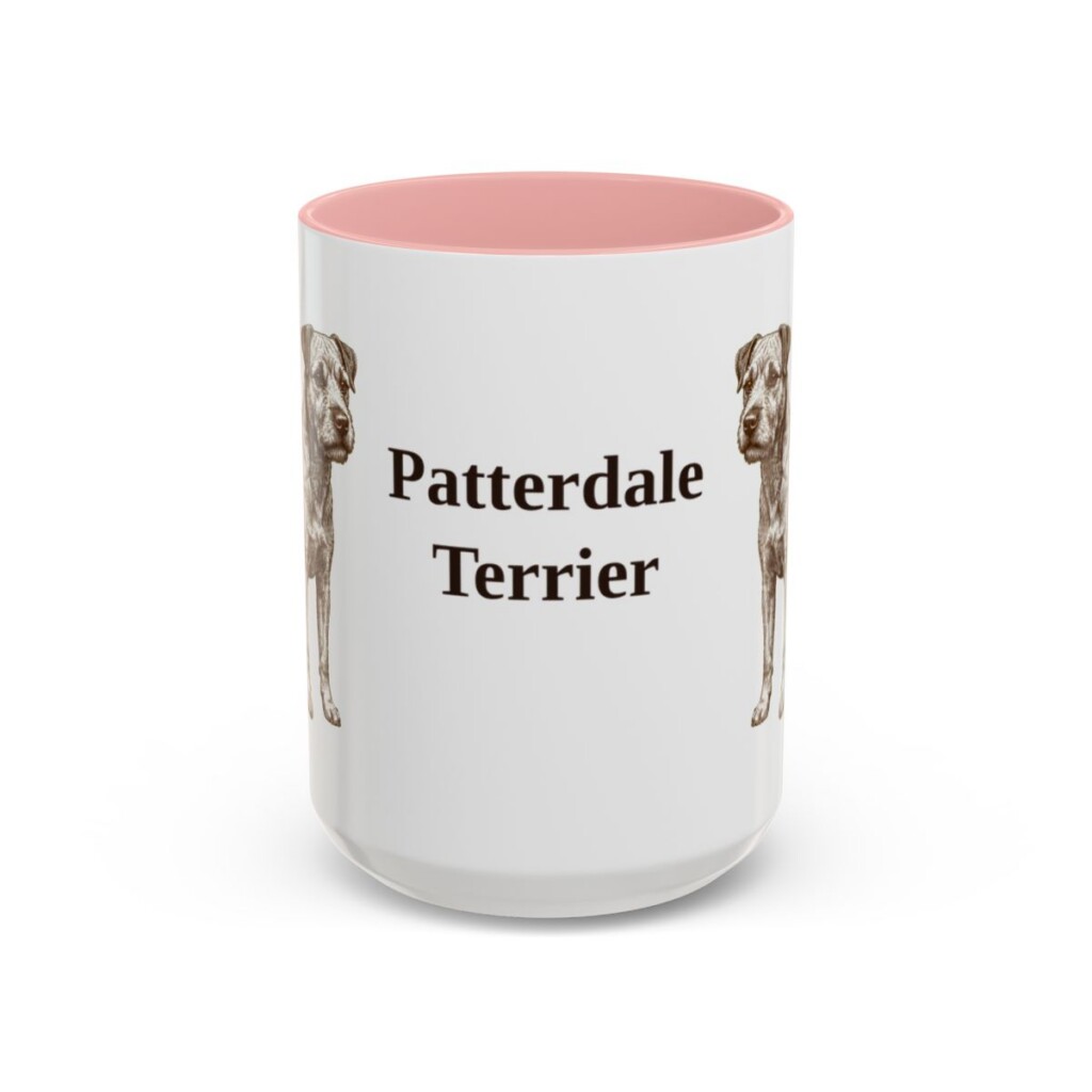 15oz Patterdale Terrier Mug, Pink, front view