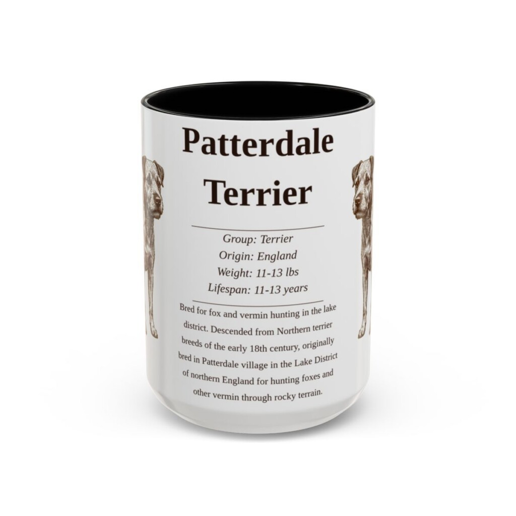 15oz Patterdale Terrier Mug, Black, front view
