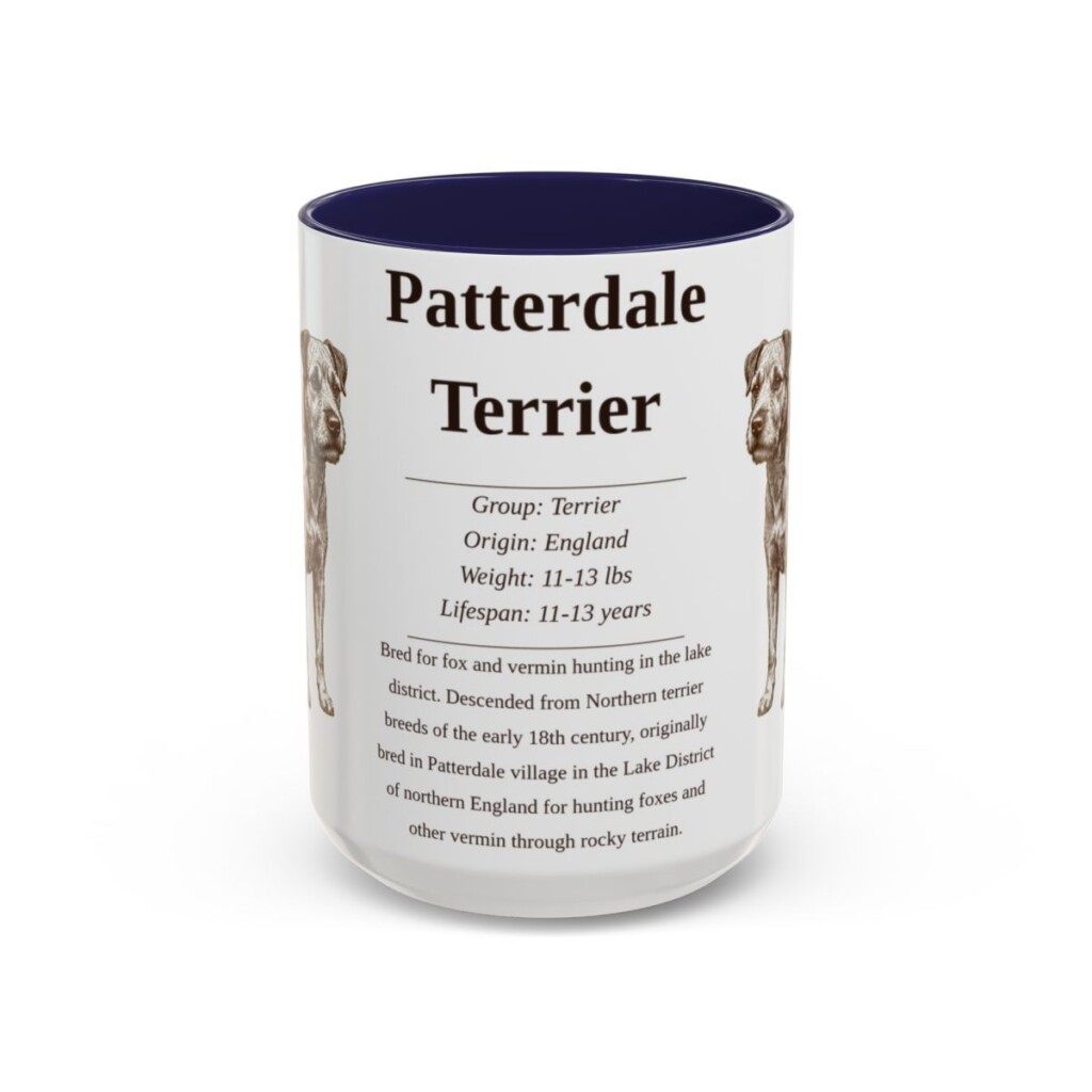 15oz Patterdale Terrier Mug, Navy, front view