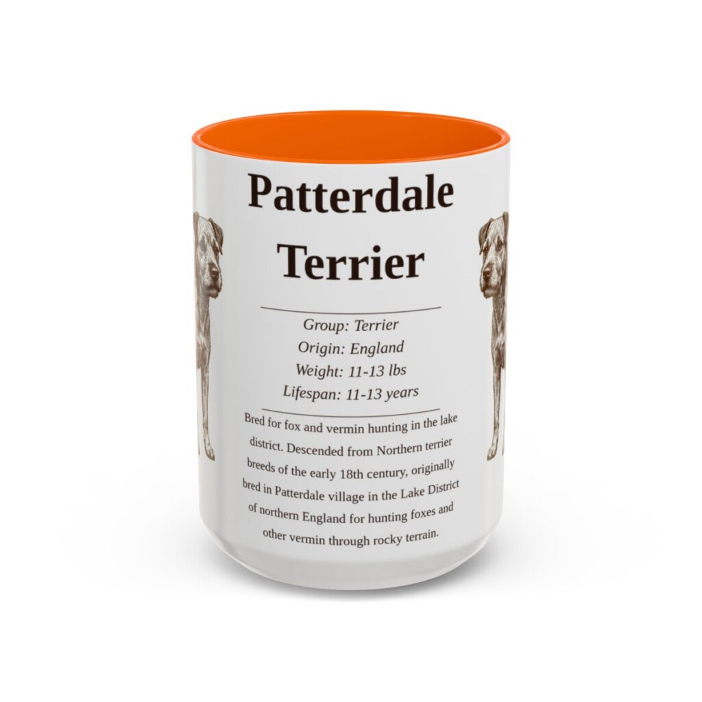 15oz Patterdale Terrier Mug, Orange, front view