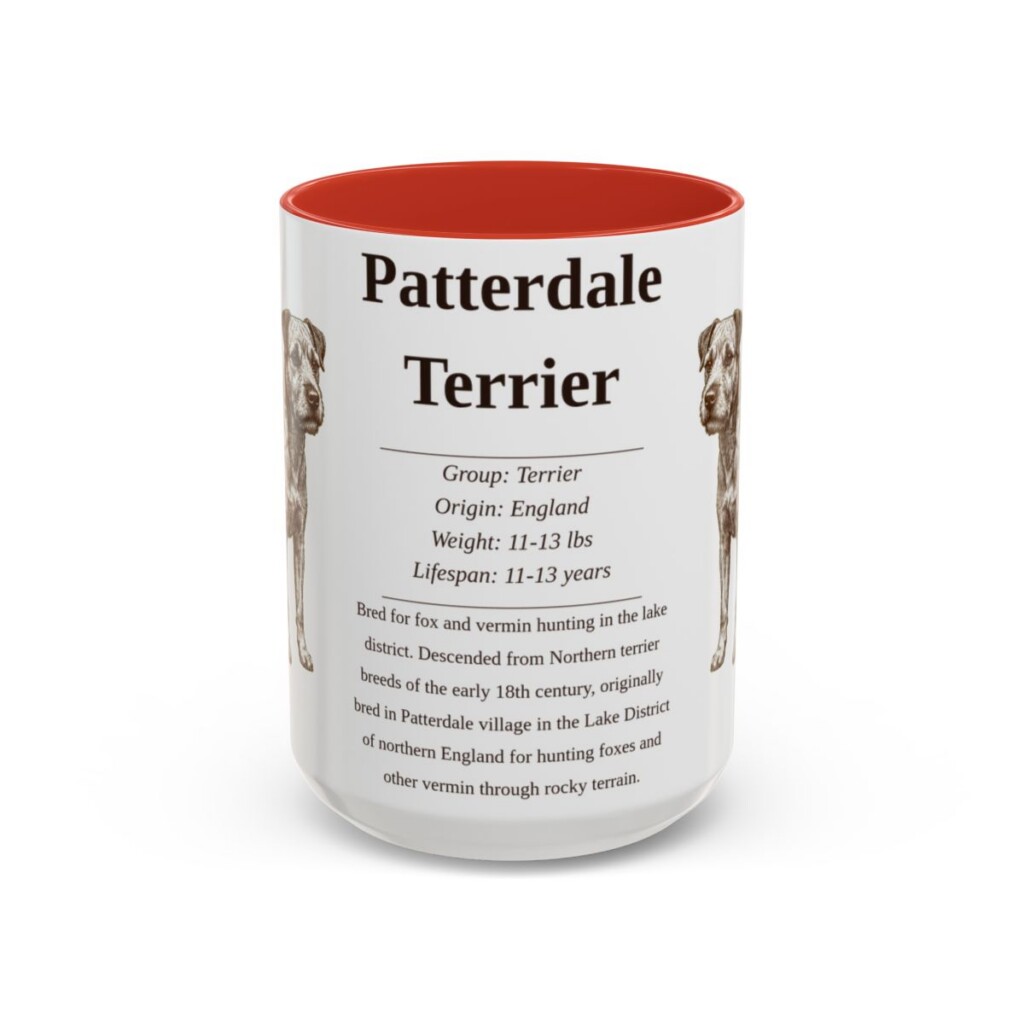 15oz Patterdale Terrier Mug, Red, front view