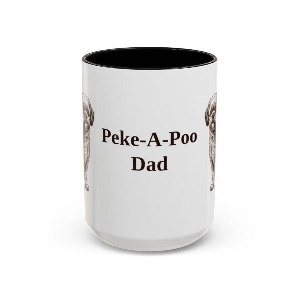 15oz Peke-A-Poo Dog Dad Mug, Black, front view