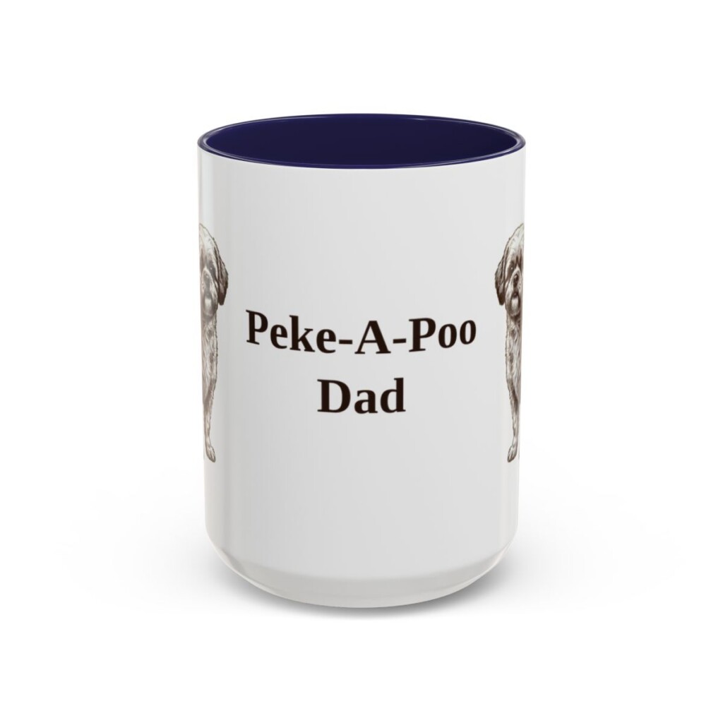 15oz Peke-A-Poo Dog Dad Mug, Navy, front view