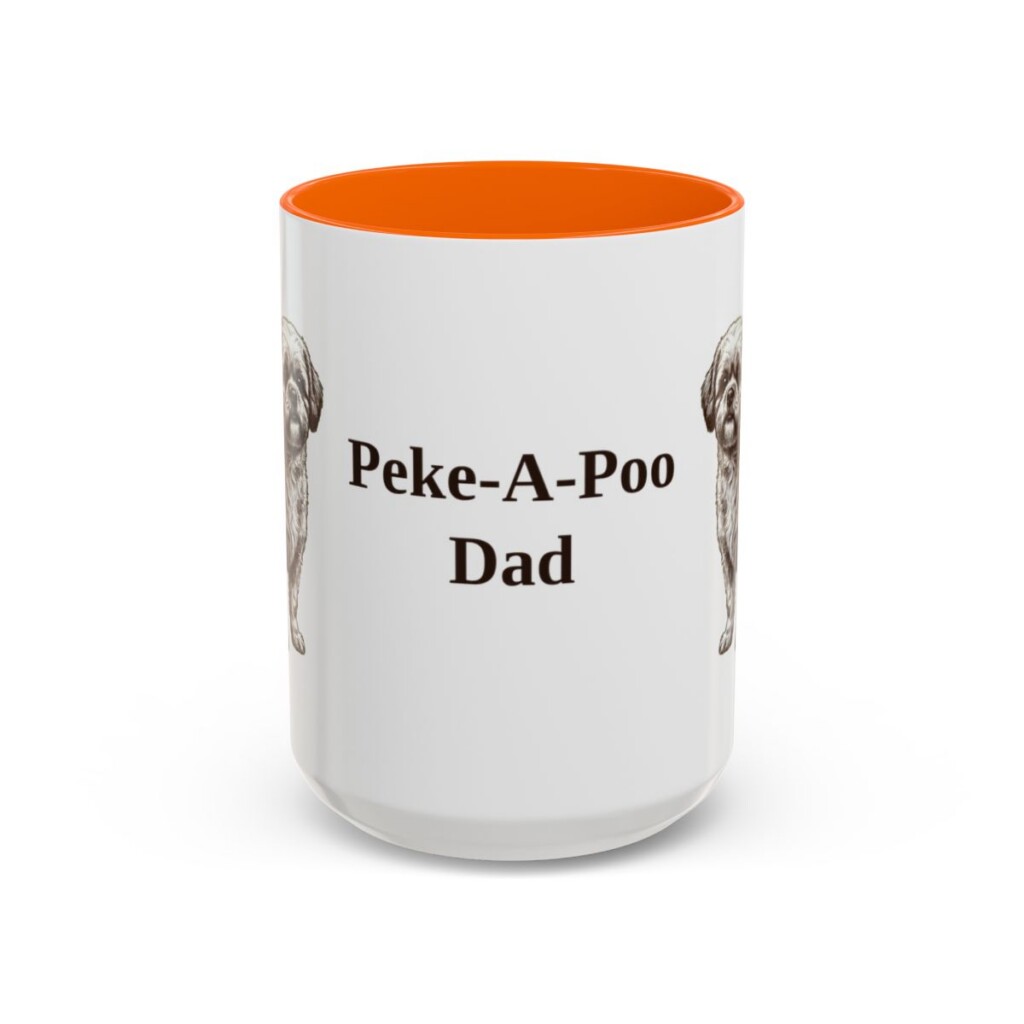 15oz Peke-A-Poo Dog Dad Mug, Orange, front view