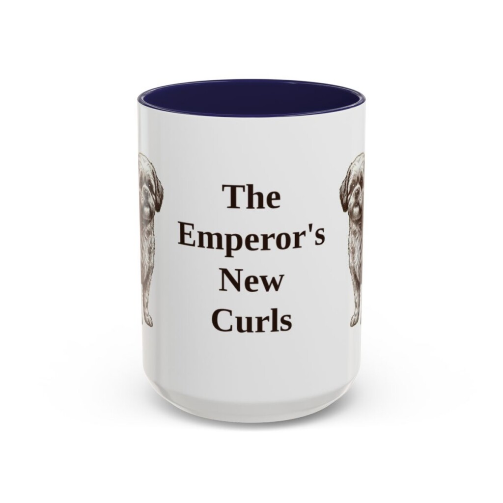 15oz Funny Peke-A-Poo Mug, Navy, front view