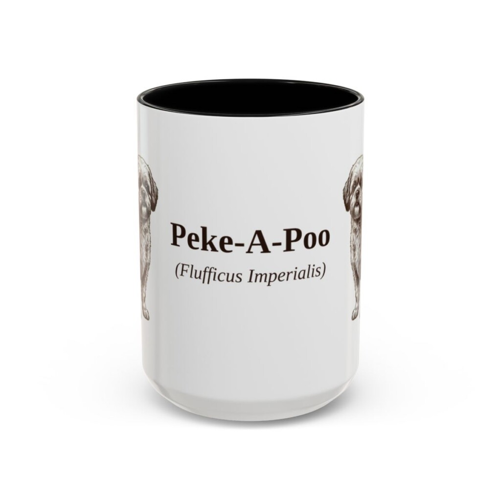 15oz Peke-A-Poo Latin Mug, Black, front view