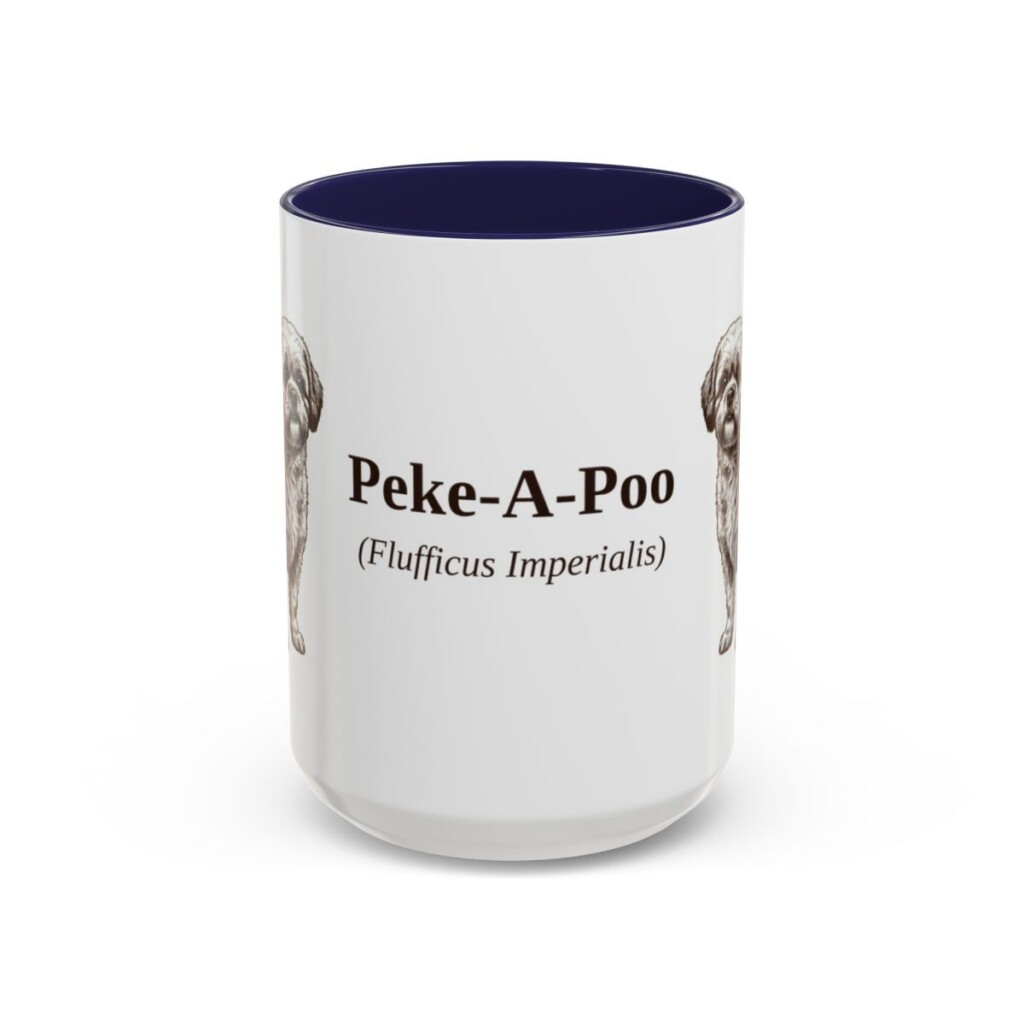 15oz Peke-A-Poo Latin Mug, Navy, front view