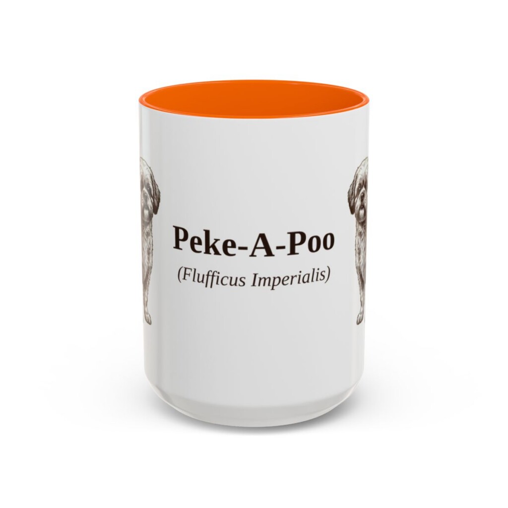 15oz Peke-A-Poo Latin Mug, Orange, front view