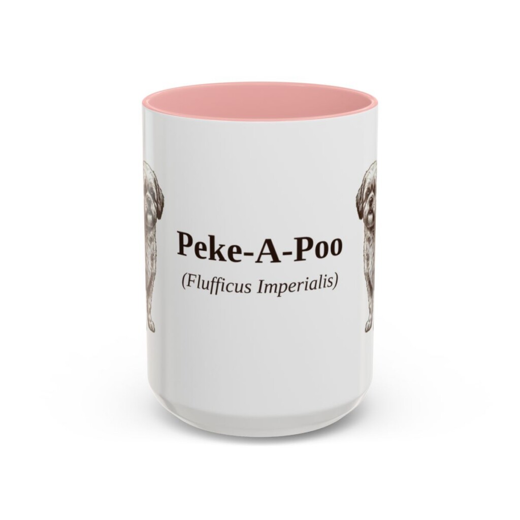 15oz Peke-A-Poo Latin Mug, Pink, front view