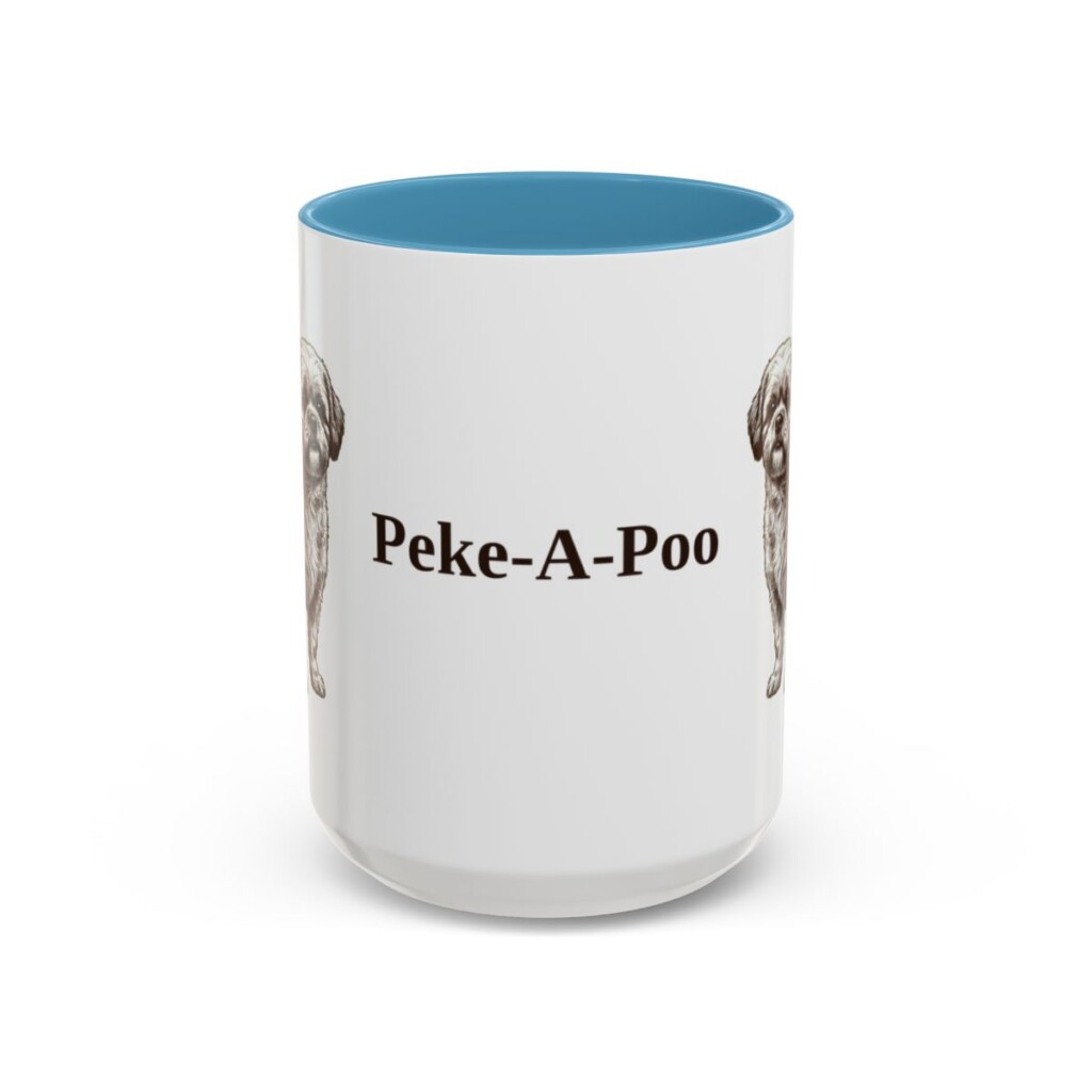 15oz-peke-a-poo-mug-light-blue 15oz Peke-A-Poo Mug, Light Blue, front view
