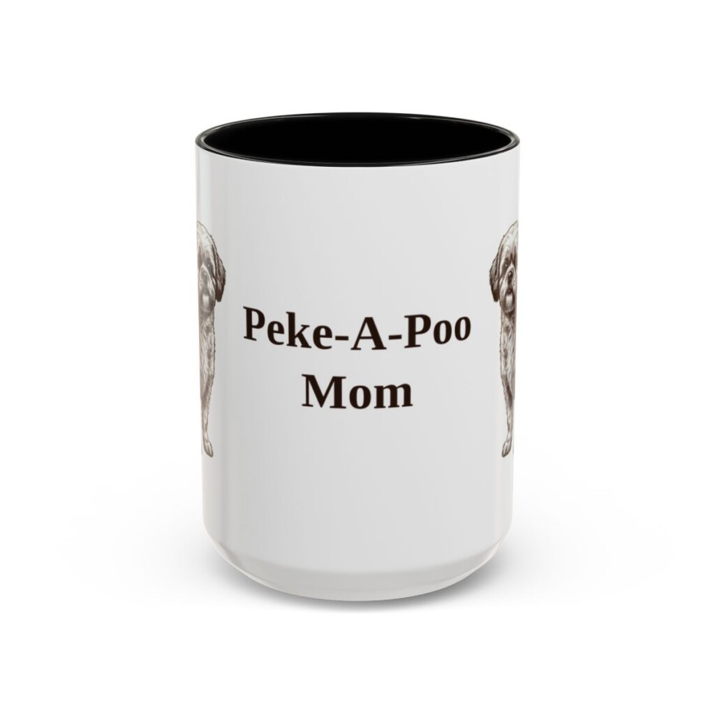 15oz Peke-A-Poo Dog Mom Mug, Black, front view