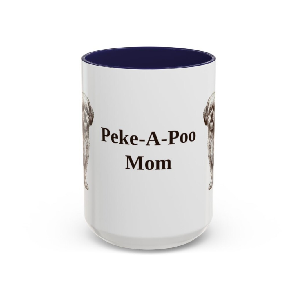 15oz Peke-A-Poo Dog Mom Mug, Navy, front view
