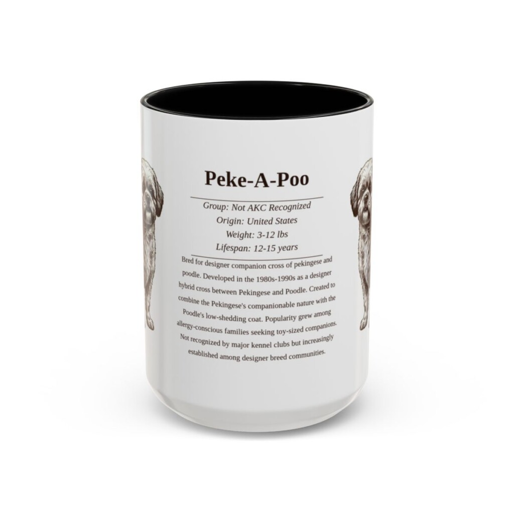 15oz Peke-A-Poo Mug, Black, front view