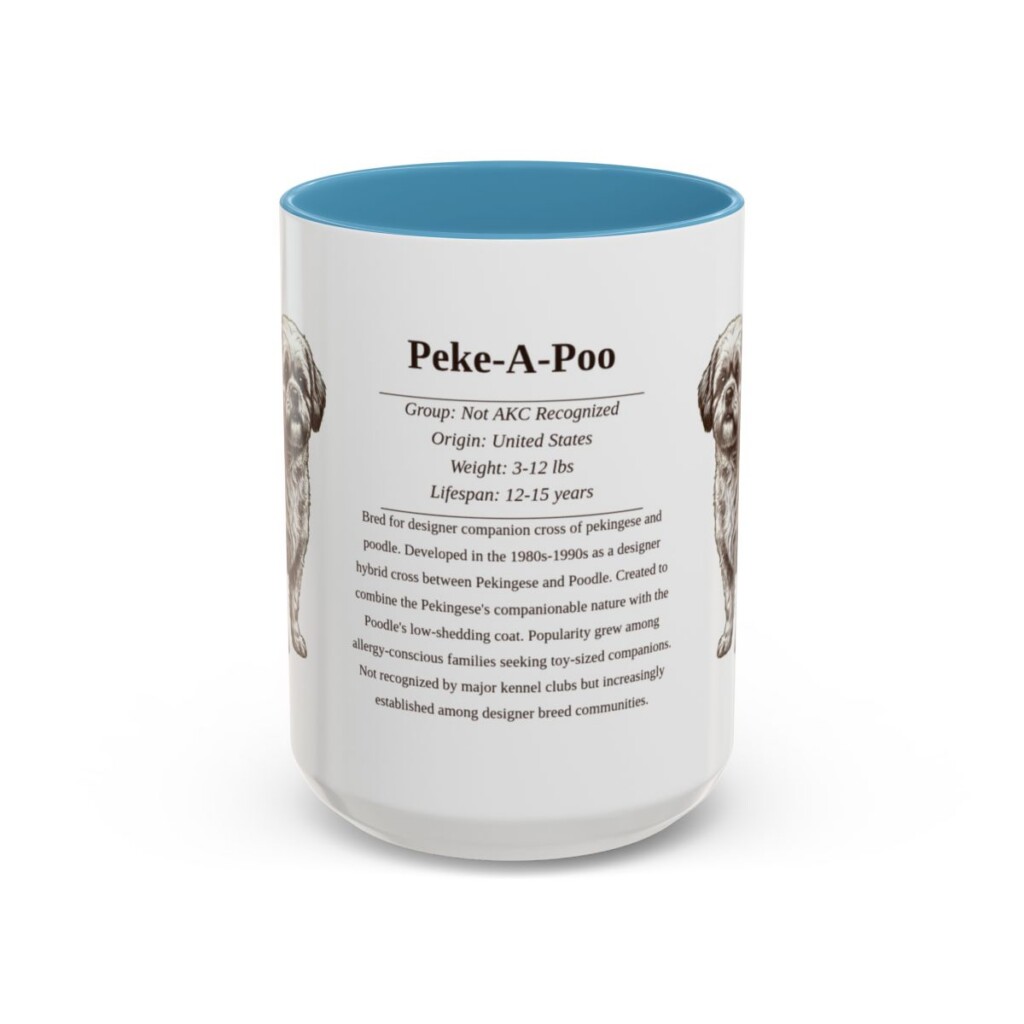 15oz Peke-A-Poo Mug, Light Blue, front view