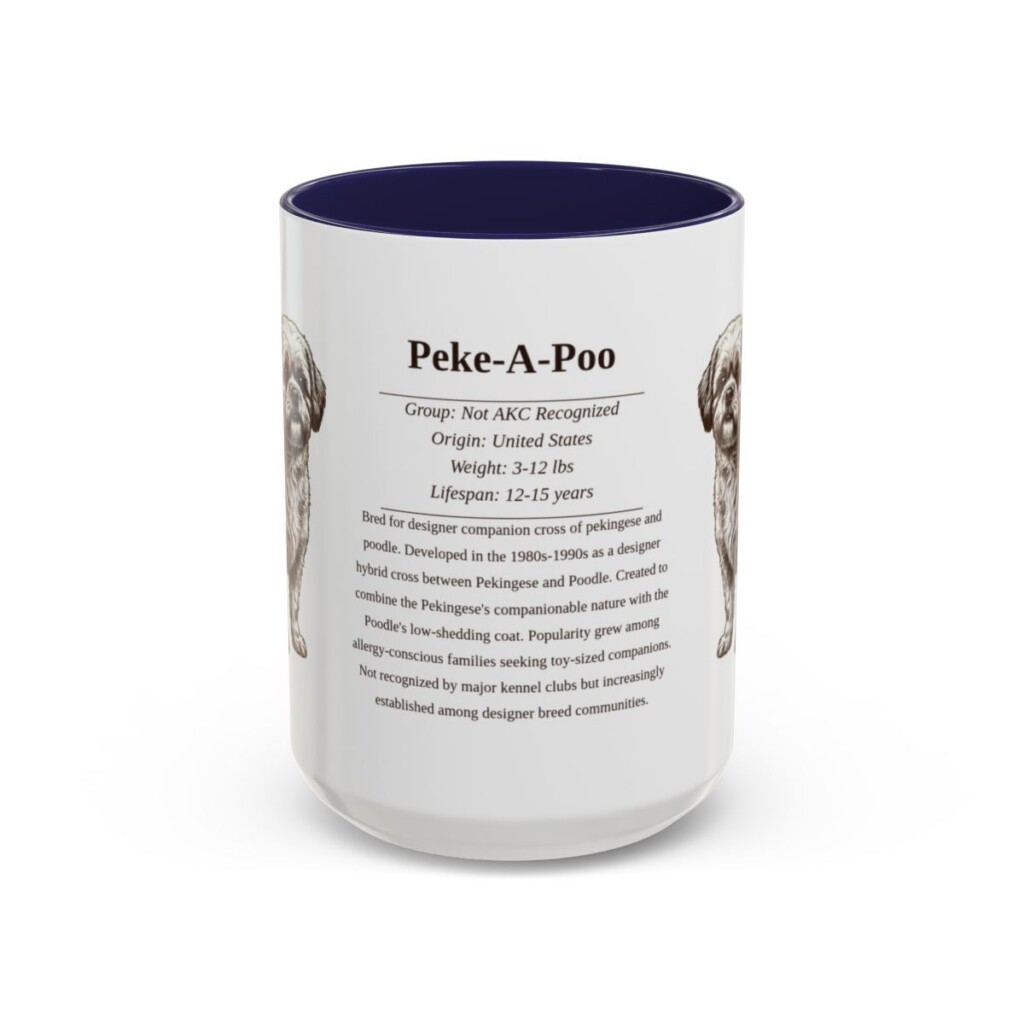 15oz Peke-A-Poo Mug, Navy, front view