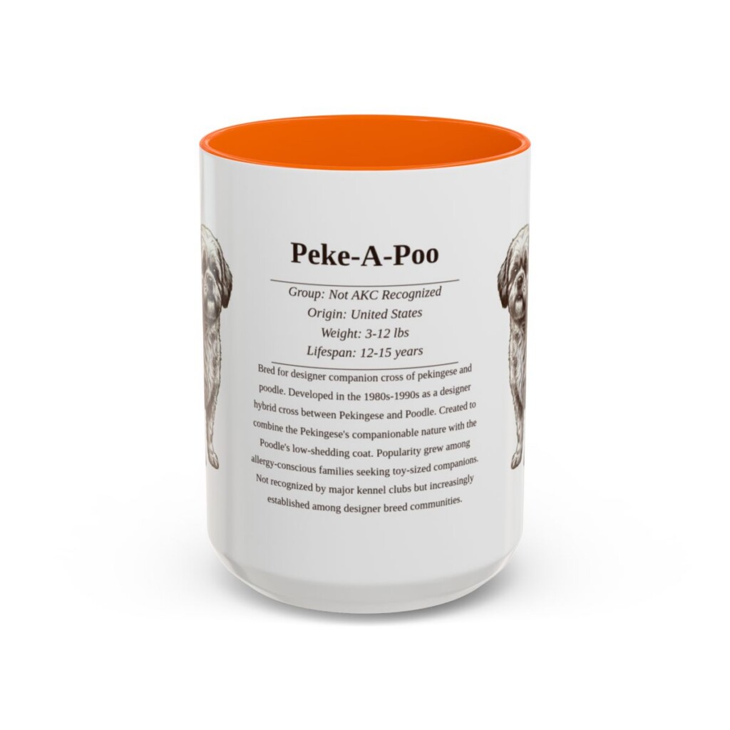 15oz Peke-A-Poo Mug, Orange, front view