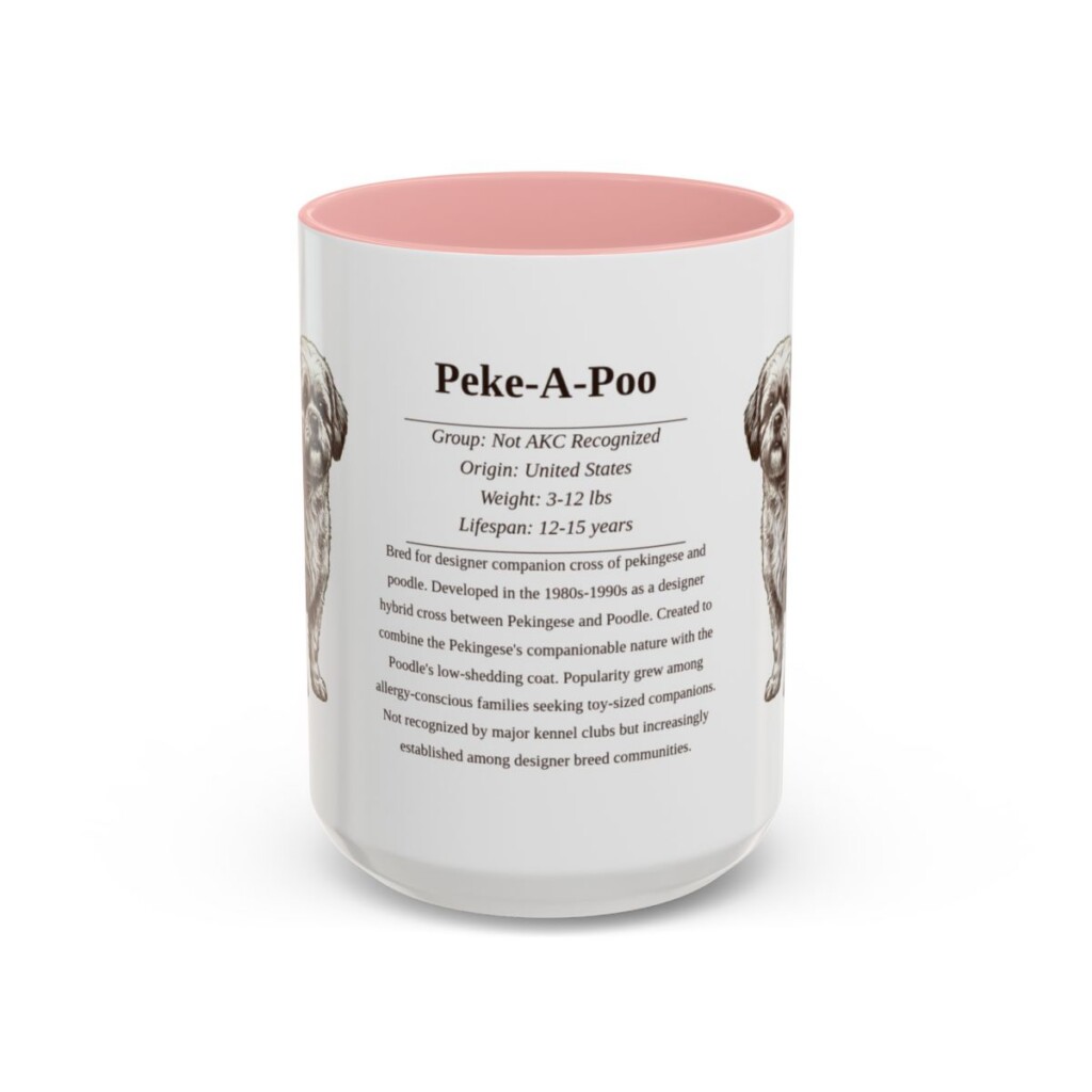 15oz Peke-A-Poo Mug, Pink, front view