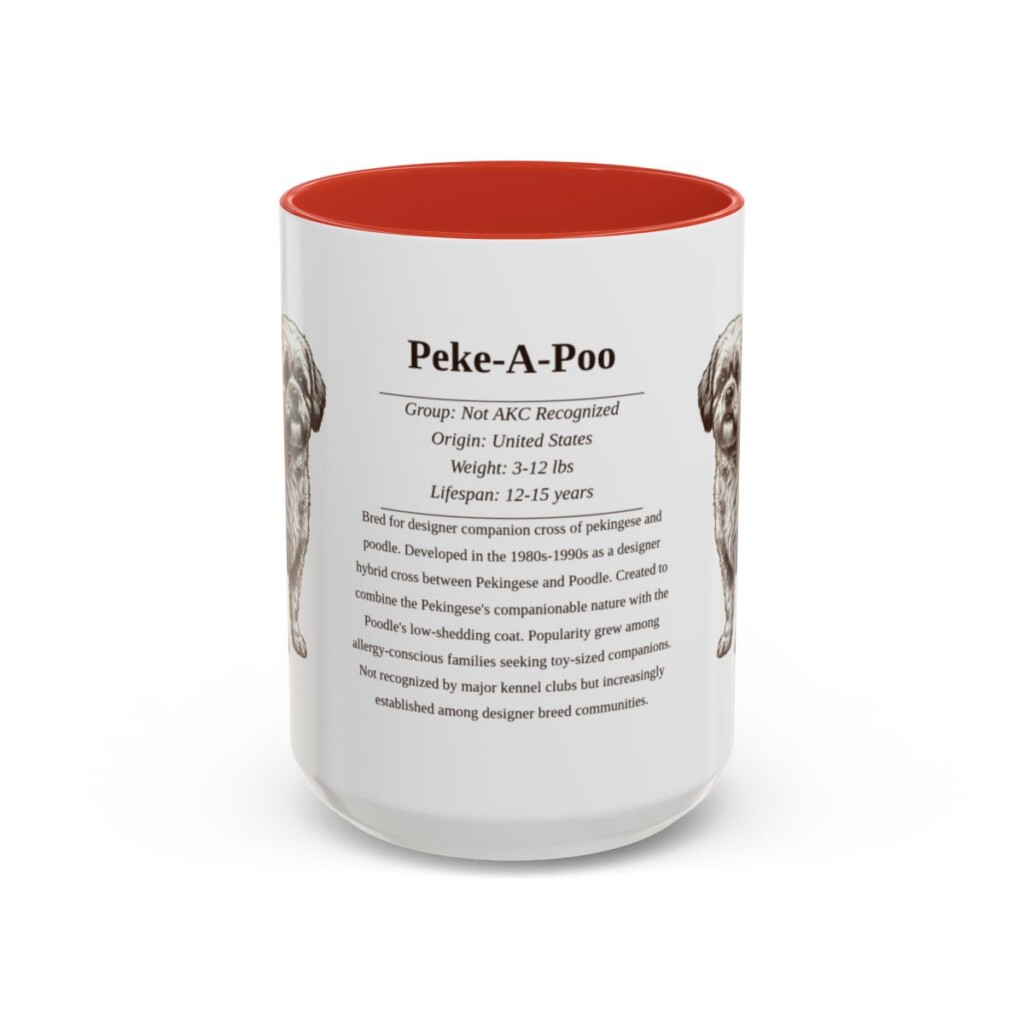 15oz Peke-A-Poo Mug, Red, front view