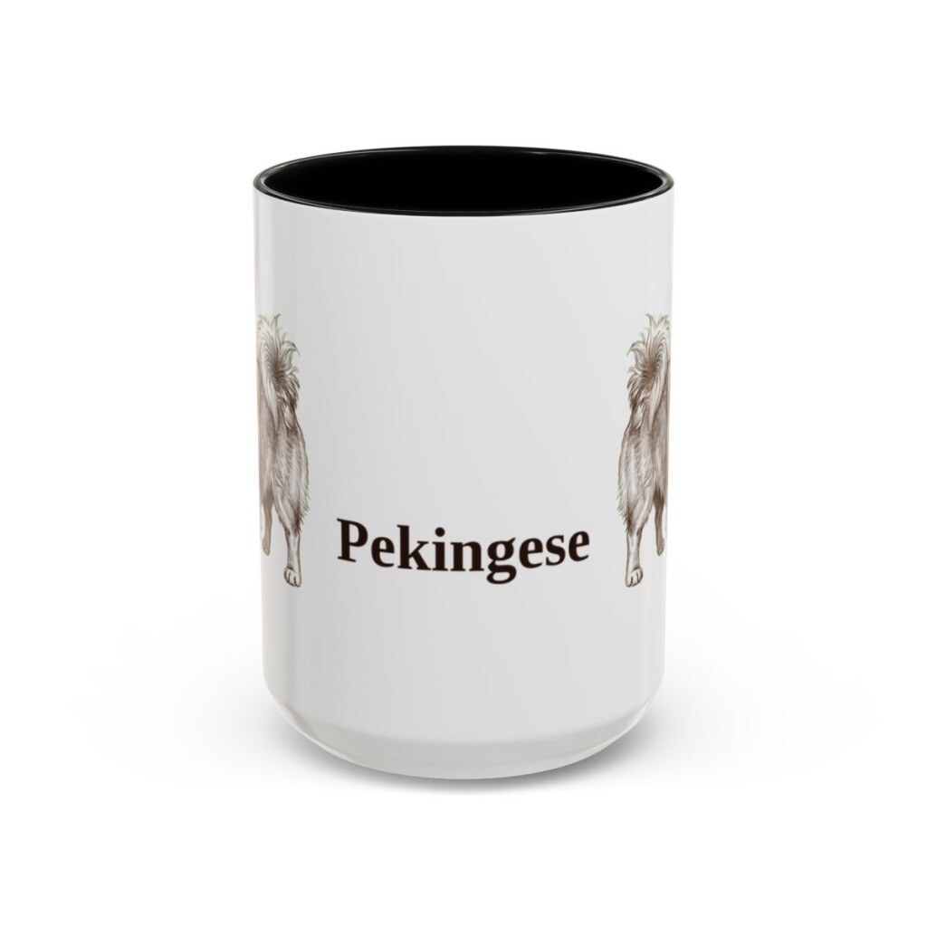 15oz Pekingese Mug, Black, front view